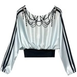   Geniş Yaka Uzun Kollu Saten Bluz 