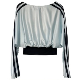   Geniş Yaka Uzun Kollu Saten Bluz 